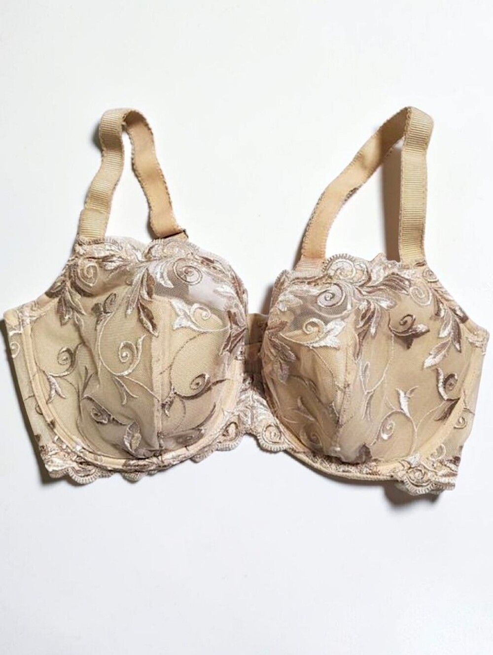 Soma Women Size 36DD Bra Sensuous Lace Floral Balconet Underwire Beige Floral